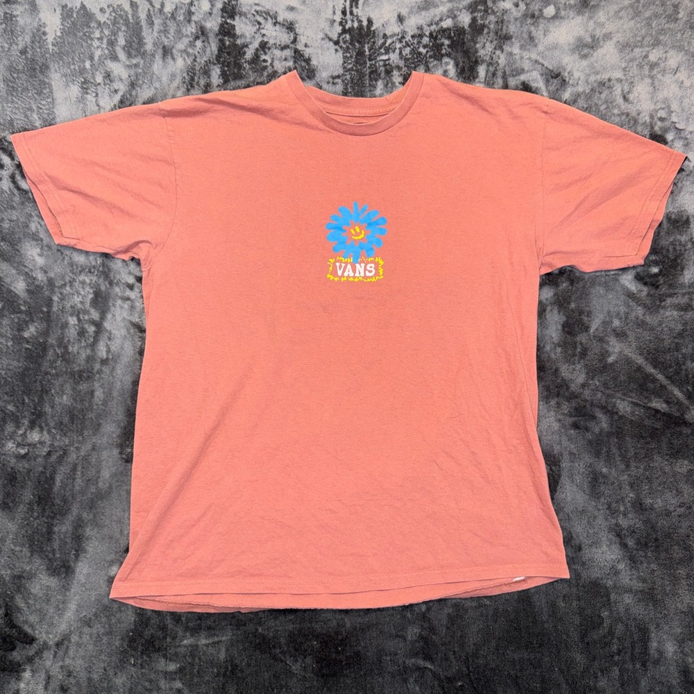 Vans Classic Fit T-Shirt XL Pink Salmon Flower Graphic Nourishing The Sole Tee